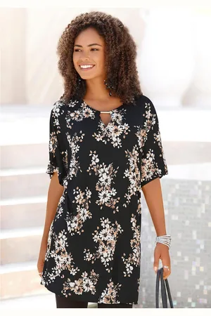 Lascana Lang shirt met subtiele bloemenprint, blousejurk met wijde mouwen