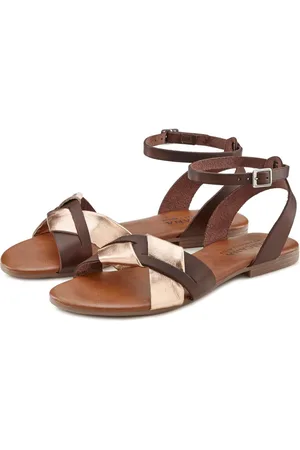 Lascana Sandalen Sandalette, zomerschoen van hoogwaardig leer met metallic uiterlijk