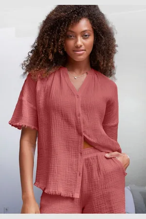 QS by s.Oliver Pyjama top van geweven mousseline stof