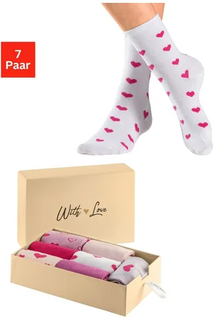 Lascana Basic sokken Cadeau Valentijnsdag in geschenkdoos voor valentijnsdag (box, 7 paar)