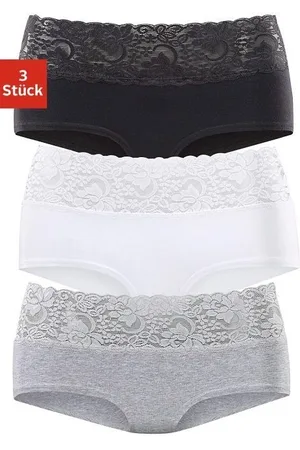 vivance collection Hipster van elastische katoen met florale kant (3 stuks)