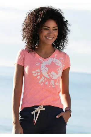 Venice Beach Strandshirt met logoprint van gemêleerde stof, vintage look, sportief-casual