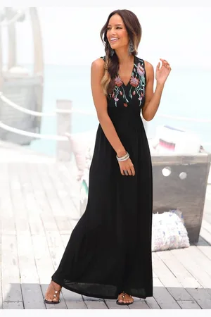 Buffalo Maxi-jurk met print op de voorkant en strikband op de rug, zomerjurk, casual-chic