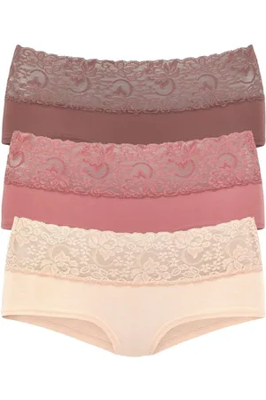 vivance collection Hipster van elastische katoen met florale kant (3 stuks)