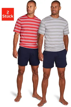 AUTHENTIC LE JOGGER Pyjama Pyjama met gestreepte bovenstukken (4-delig, Set van 2)