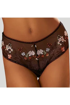 Lascana Stringpants Maria met kleurrijke bloemen van geborduurd kant