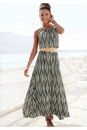 Lascana Maxi-jurk van geweven viscose in aloverprint, luchtige zomerjurk