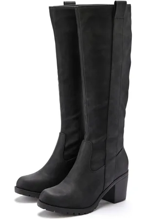 Lascana Laarzen met wijde schacht Laarzen, enkellaars, lange laars, blokhak, cowboystijl VEGAN