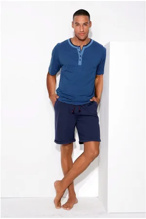 AUTHENTIC LE JOGGER Pyjama met luxueuze hals en knoopsluiting (2-delig, 1 stuk)