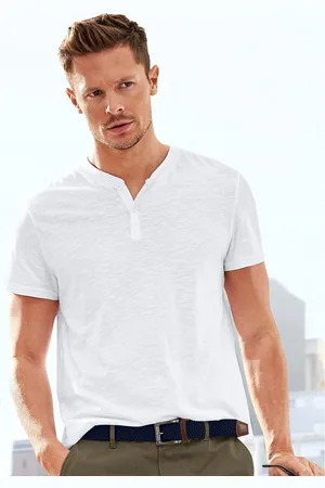 H.I.S Henleyshirt Korte mouwen shirt met Henley-kraag, gestructureerde katoen