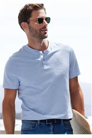 H.I.S Henleyshirt Korte mouwen shirt met Henley-kraag, gestructureerde katoen