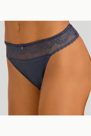 Lascana High-waist-string met brede band van bloemige kant