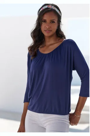 Lascana Shirt met 3/4 mouwen Met fijne plooien bij de hals
