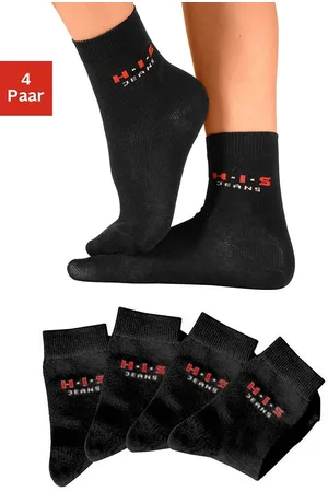 H.I.S Basic sokken met contrastkleurig logo (set, 4 paar)