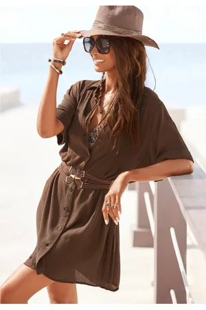 Lascana Lange blouse met knoopsluiting, blouse met korte mouwen, blousejurk, zomers