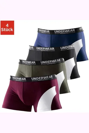 Authentic Underwear Boxershort voor heren met een contrastkleurige inzet (set, 4 stuks)