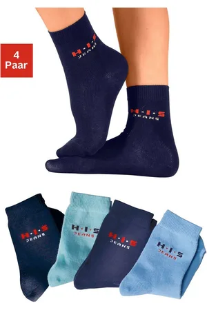 H.I.S Basic sokken met contrastkleurig logo (set, 4 paar)