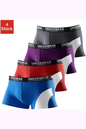 Authentic Underwear Boxershort voor heren met een contrastkleurige inzet (set, 4 stuks)