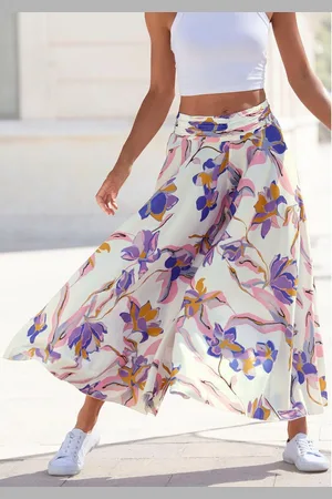 Lascana Broekrok met all-over bloemenprint, culotte stijl, extra wijde pijpen
