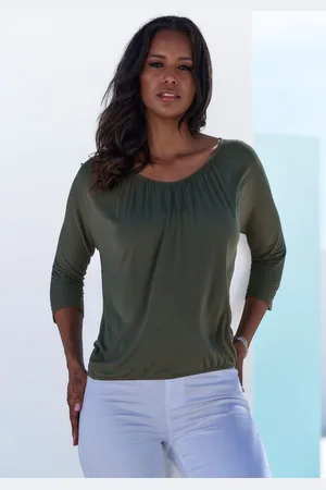 Lascana Shirt met 3/4 mouwen Met fijne plooien bij de hals