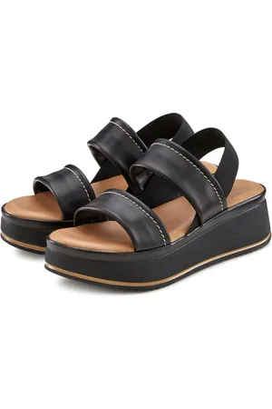 Lascana Plateausandaaltjes Zomerschuh, sandalen, bandjesandalen, open schoen, Sandalette van leer met modieus comfortabele plateausole