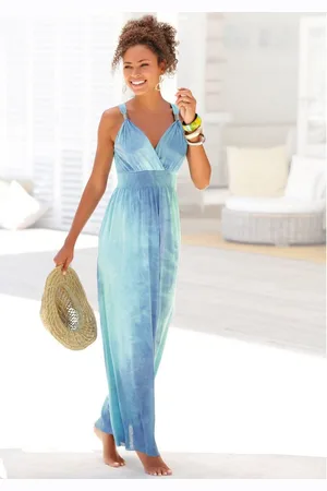Lascana Maxi-jurk met batik print en verstelbare halslijn, zomerjurk, strandjurk