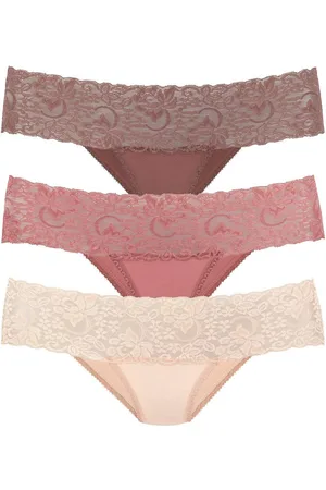 vivance collection Brazilian slip van elastische katoen met florale kant (3 stuks)