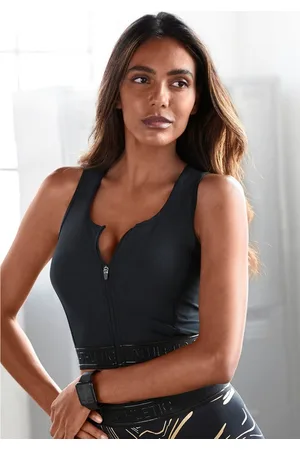 Lascana Crop-top -Sporttop met ritssluiting en racerback