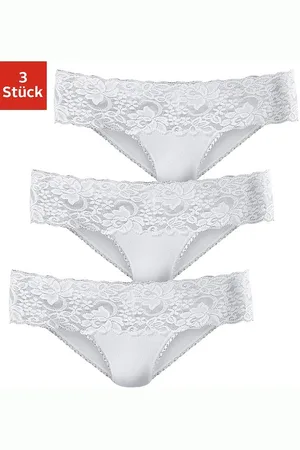 vivance collection Brazilian slip van elastische katoen met florale kant (3 stuks)
