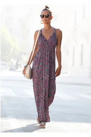Lascana Maxi-jurk met paisley motief en verstelbare halslijn, zomerjurk