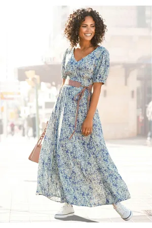 Buffalo Maxi-jurk met delicate bloemenprint en v-hals, zomerjurk, strandjurk