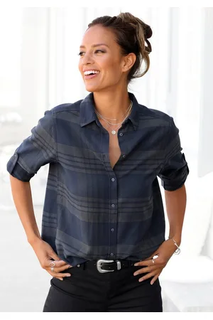 Lascana Overhemdblouse van zachte flanel, ruitblouse van katoen, damesblouse