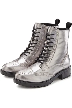 Lascana Veterschoenen Veterschoen, enkellaarsjes, leer, veters en rits