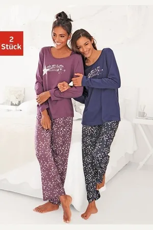 VIVANCE DREAMS Pyjama met sterrenprint (4-delig, Set van 2)