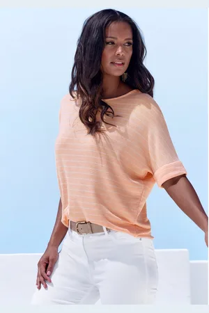 Lascana Shirt met ronde hals Met brede mouwomslag van zacht viscose-fijntricot