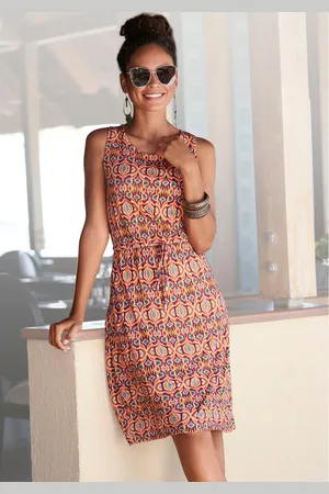 Lascana Jerseyjurk met etnische print, lichte zomerjurk, strandjurk