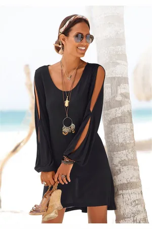 Lascana Lang shirt met splitjes aan de mouwen, blousejurk, strandjurk