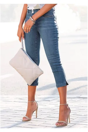 Lascana Capri jeans met versierde zakken, elastische 7/8-jeans van katoen