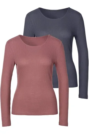 Lascana Shirt met lange mouwen In modieuze piqué-optiek van onderhoudsvriendelijke kwaliteit met viscose (Set van 2)
