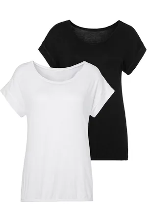 vivance collection Shirt met korte mouwen Met elastiek in de band van zachte viscose-stretch (Set van 2)