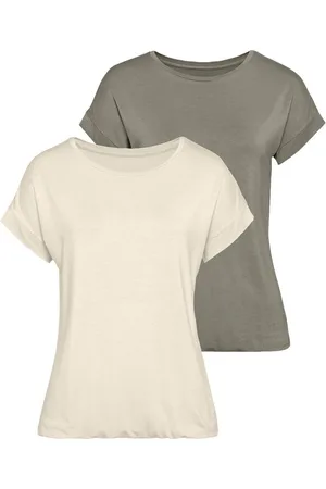 vivance collection Shirt met korte mouwen Met elastiek in de band van zachte viscose-stretch (Set van 2)