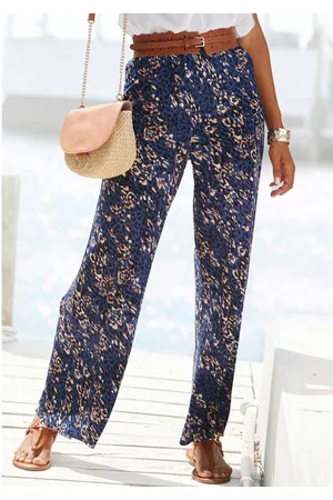 vivance collection Jerseybroek met alloverprint, comfortabele zomerbroek in wijde pasvorm, strandbroek