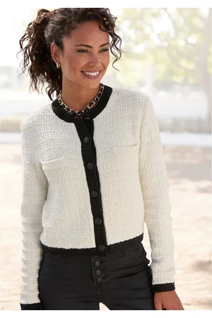 Lascana Vest met subtiele lurexdraad, contrastboorden, casual-chic, elegant