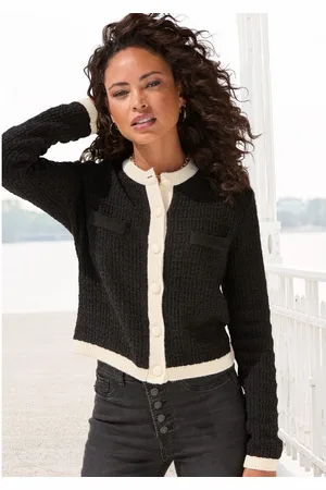 Lascana Vest met subtiele lurexdraad, contrastboorden, casual-chic, elegant