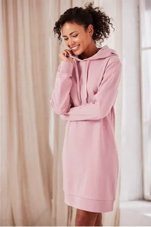 vivance collection Sweatjurk met loungewear borduursel, lounge jurk (1-delig)