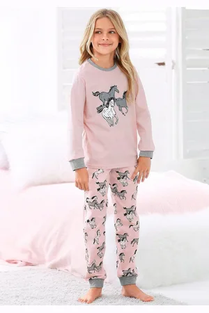 Petite Fleur Pyjama Pyjama in lange vorm met paardenprint (2-delig, 1 stuk)