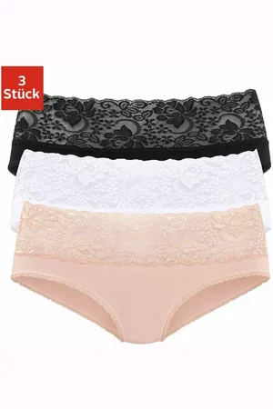 vivance collection Slip van elastische katoen met florale kant (3 stuks)
