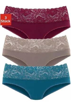 vivance collection Slip van elastische katoen met florale kant (3 stuks)