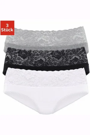 vivance collection Slip van elastische katoen met florale kant (3 stuks)