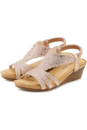 Lascana Sandaaltjes Zomerschoen Sandaal, zomerschoen met glinsterdetails en elastische band